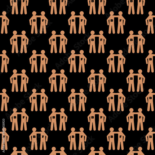 Best friends seamless pattern isolated on black background