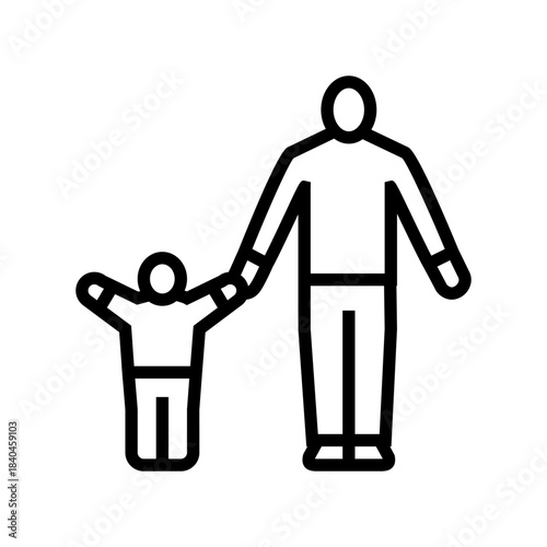 stay at home parent child line icon vector illustration