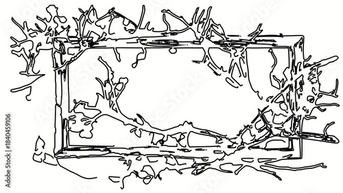 Branches. Contour drawing border, silhouett animation frame. Video 4k  object illustration, minimalism sketch design modern new