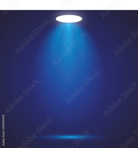 Blue Spotlight Beam on Dark Background