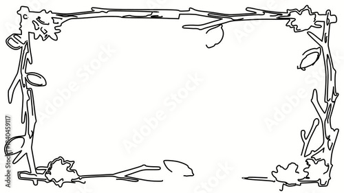 Plants. Contour drawing border, silhouett animation frame. Video 4k  object illustration, minimalism sketch design modern new