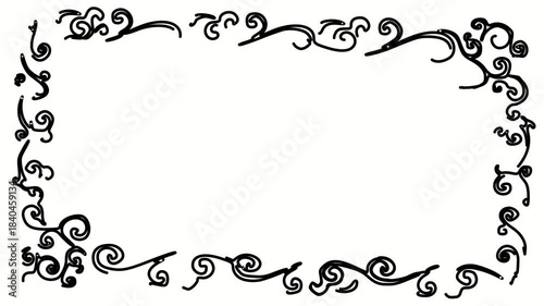 Curls, openwork. Contour drawing border, silhouett animation frame. Video 4k  object illustration, minimalism sketch design modern new
