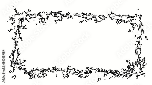 Hoarfrost. Contour drawing border, silhouett animation frame. Video 4k  object illustration, minimalism sketch design modern new