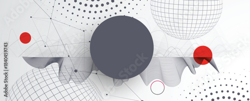 Technology and science geomtric banner or header. Connected neural network visualization