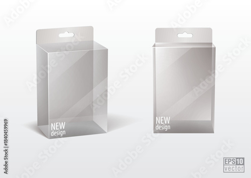 Transparent Retail Box Packaging Mockup with Hang Tab – Clear Plastic Product Package Design