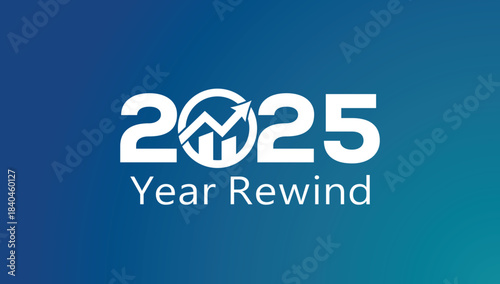 Bold white “2025 Year Rewind” typography on a smooth blue gradient background, clean recap banner ideal for annual highlights, social media summaries, video thumbnails, and end‑of‑year presentations.