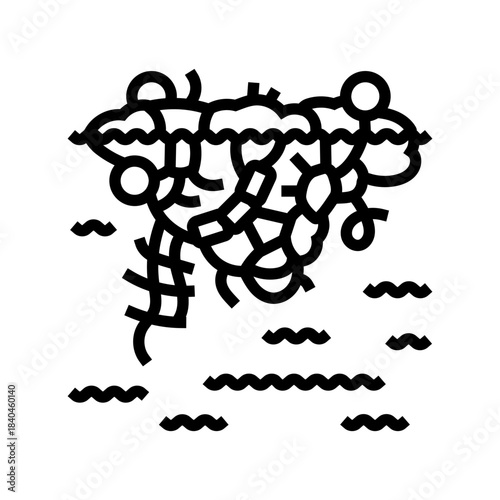 floating plastic island ocean line icon vector illustration