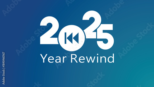 Bold white “2025 Year Rewind” typography on a smooth blue gradient background, clean recap banner ideal for annual highlights, social media summaries, video thumbnails, and end‑of‑year presentations.