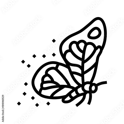 butterfly pollen dust on wings line icon vector illustration
