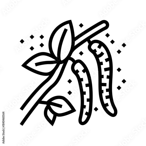 catkin tree branch releasing pollen line icon vector illustration