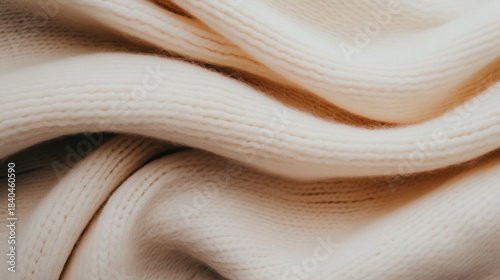 A soft texture of a knitted sweater in muted warm tones.