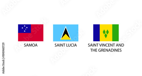 Flags of Samoa, Saint Lucia, and Saint Vincent and the Grenadines