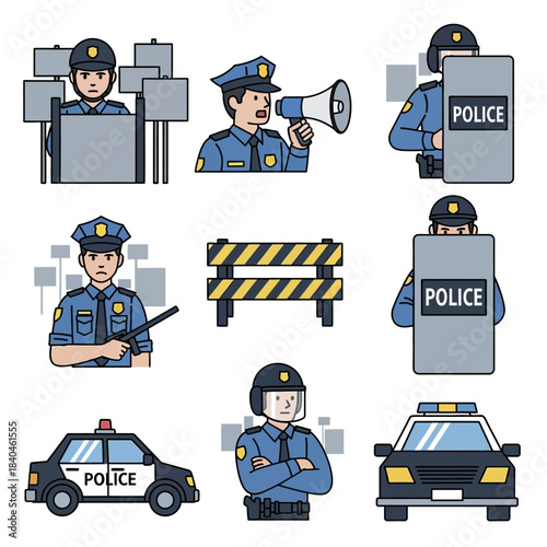 Police Force Illustrations - Riot Control and Law Enforcement.