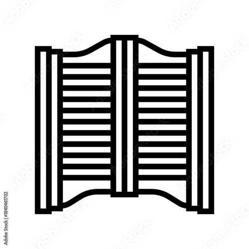 swinging double doors line icon vector illustration