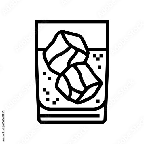 whiskey glass ice cube line icon vector illustration