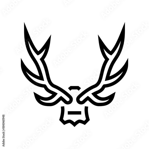 deer antlers on the wall line icon vector illustration
