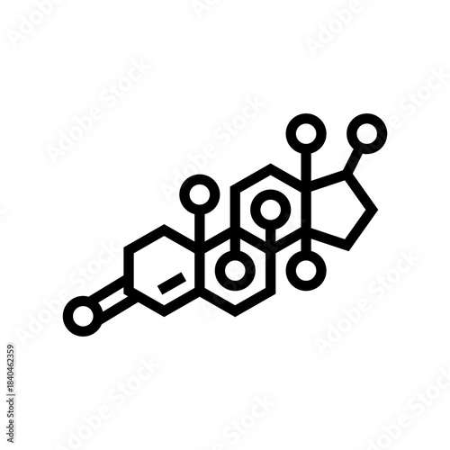 male hormone molecule diagram line icon vector illustration