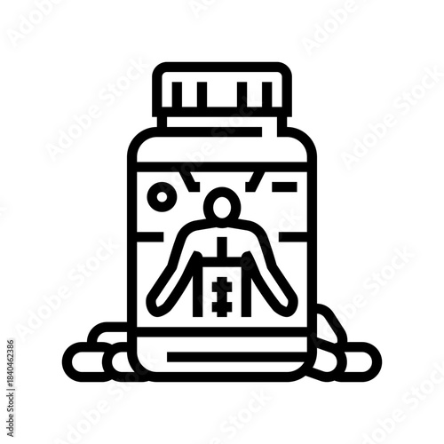 testosterone booster bottle line icon vector illustration
