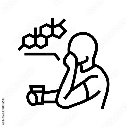 patient taking oral testosterone line icon vector illustration