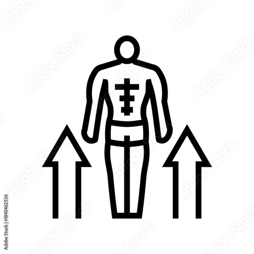 man enhanced strength line icon vector illustration