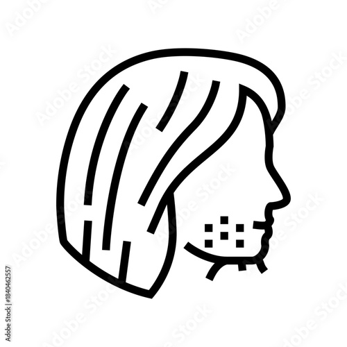 woman facial hair growth line icon vector illustration