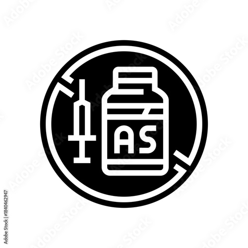 ban on anabolic steroids glyph icon vector illustration
