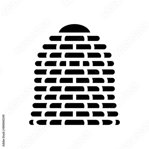 traditional straw skep beehive glyph icon vector illustration