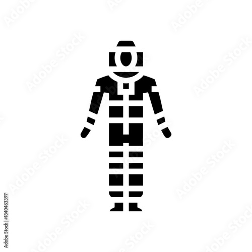 beekeeper protective suit and veil glyph icon vector illustration