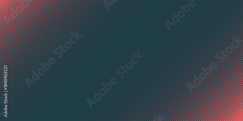 Vector Halftone Pattern Smooth Curved Border Red Blue Abstract Background. Dots Rounded Squares Blurry Pattern Pop Art Design Texture.