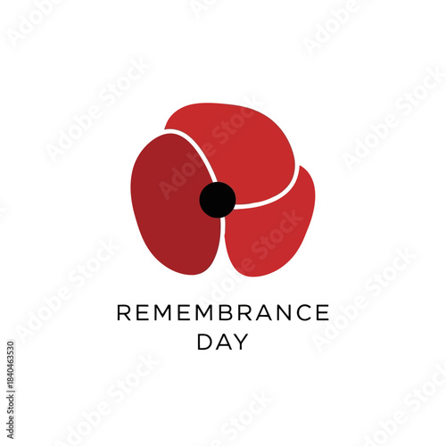 Minimalist red poppy symbol for remembrance day ceremony