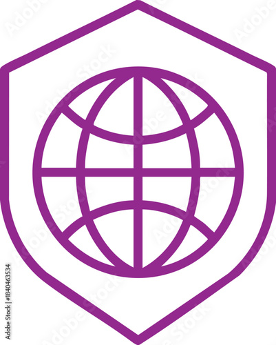 Global security shield icon representing internet protection and safety vector illustration 