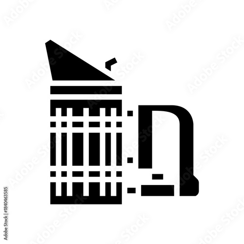 bee smoker tool emitting smoke glyph icon vector illustration