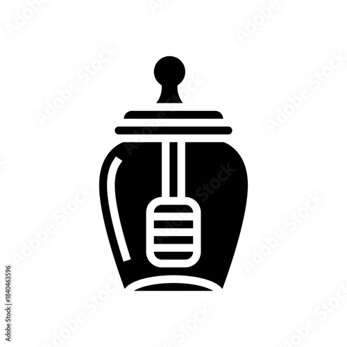 jar of honey wooden dipper glyph icon vector illustration