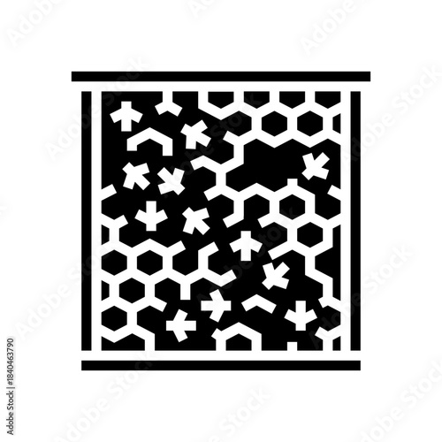 wooden frame full of bees glyph icon vector illustration