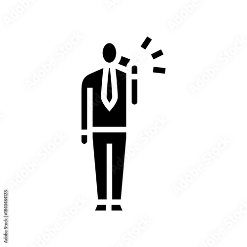 on call employee ringing phone glyph icon vector illustration