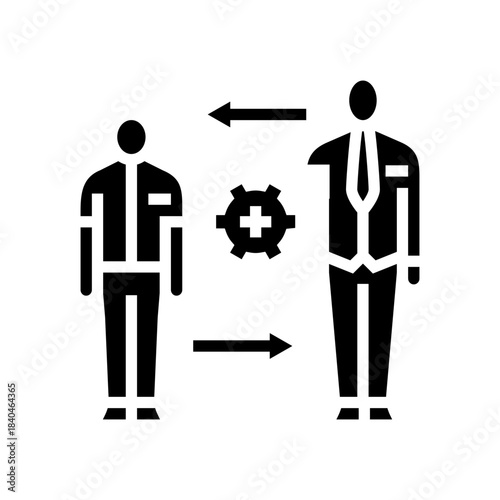 apprentice learning trade from mentor glyph icon vector illustration