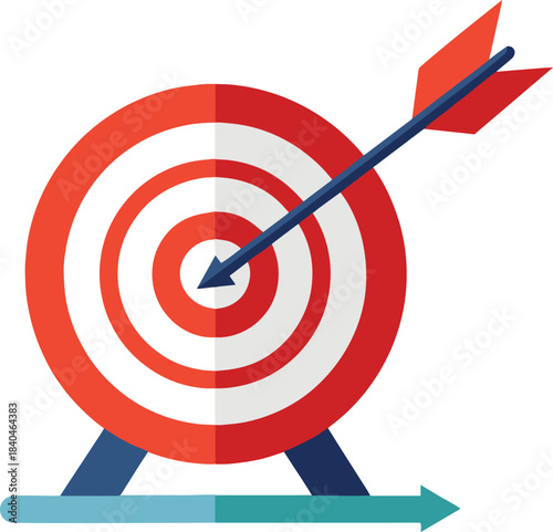 A red target with a blue arrow hitting the bullseye with precision