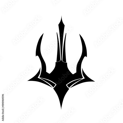 Powerful and stylized trident design featuring sharp, aggressive lines, evoking mythical water deities, rebellion, or dark fantasy. Perfect for striking logos or unique insignia.