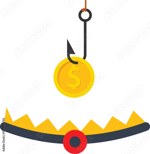 Bait and Traps, Financial Traps, Investment Risks, Frauds and Threats, Mouse Traps and Money Bait on Fish Hooks

