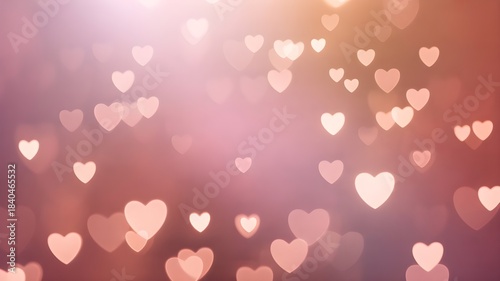 Blurred background of glowing hearts in shades of pink and red for valentine s day