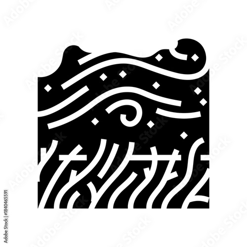 wind blowing pollen clouds from grass glyph icon vector illustration