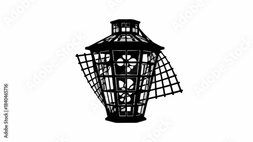 Ornate vintage lantern with intricate floral details against a white background