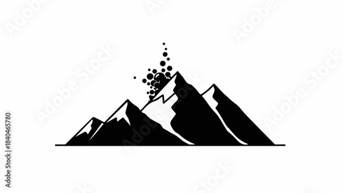 Dramatic mountain peaks with a scattering of debris on the summit