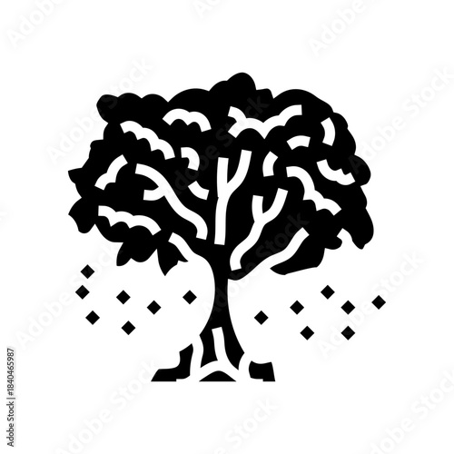 tree bloom pollen cloud glyph icon vector illustration