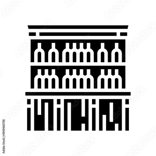 bar counter bottles and glasses glyph icon vector illustration