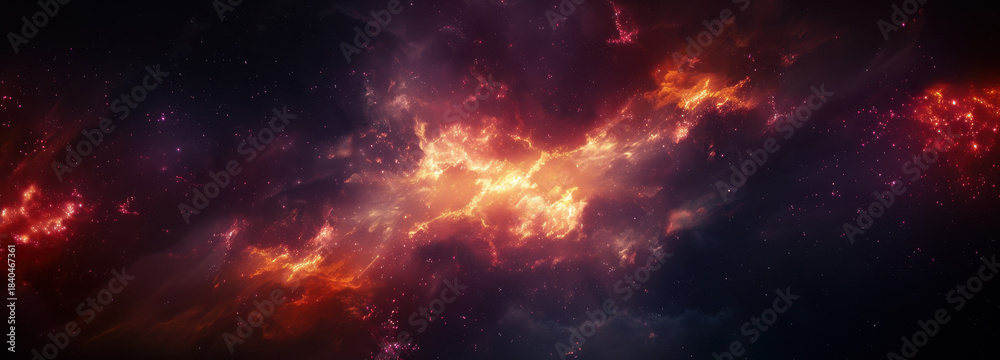 Obraz premium Celestial Inferno: An awe-inspiring depiction of celestial energy, capturing the raw power and beauty of a cosmic inferno, a mesmerizing dance of light and shadow.