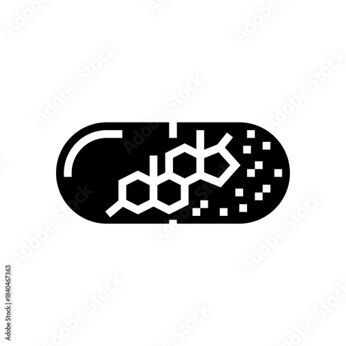 testosterone pill capsule glyph icon vector illustration