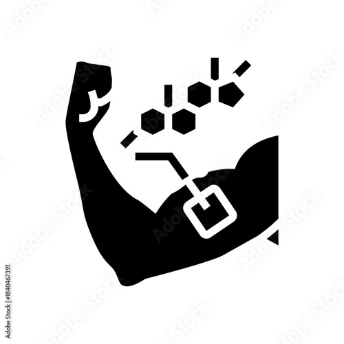 testosterone patch on arm glyph icon vector illustration