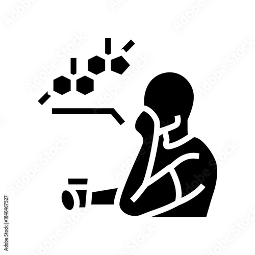 patient taking oral testosterone glyph icon vector illustration