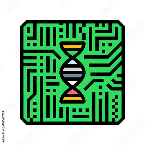 dna helix circuit pattern color icon vector illustration